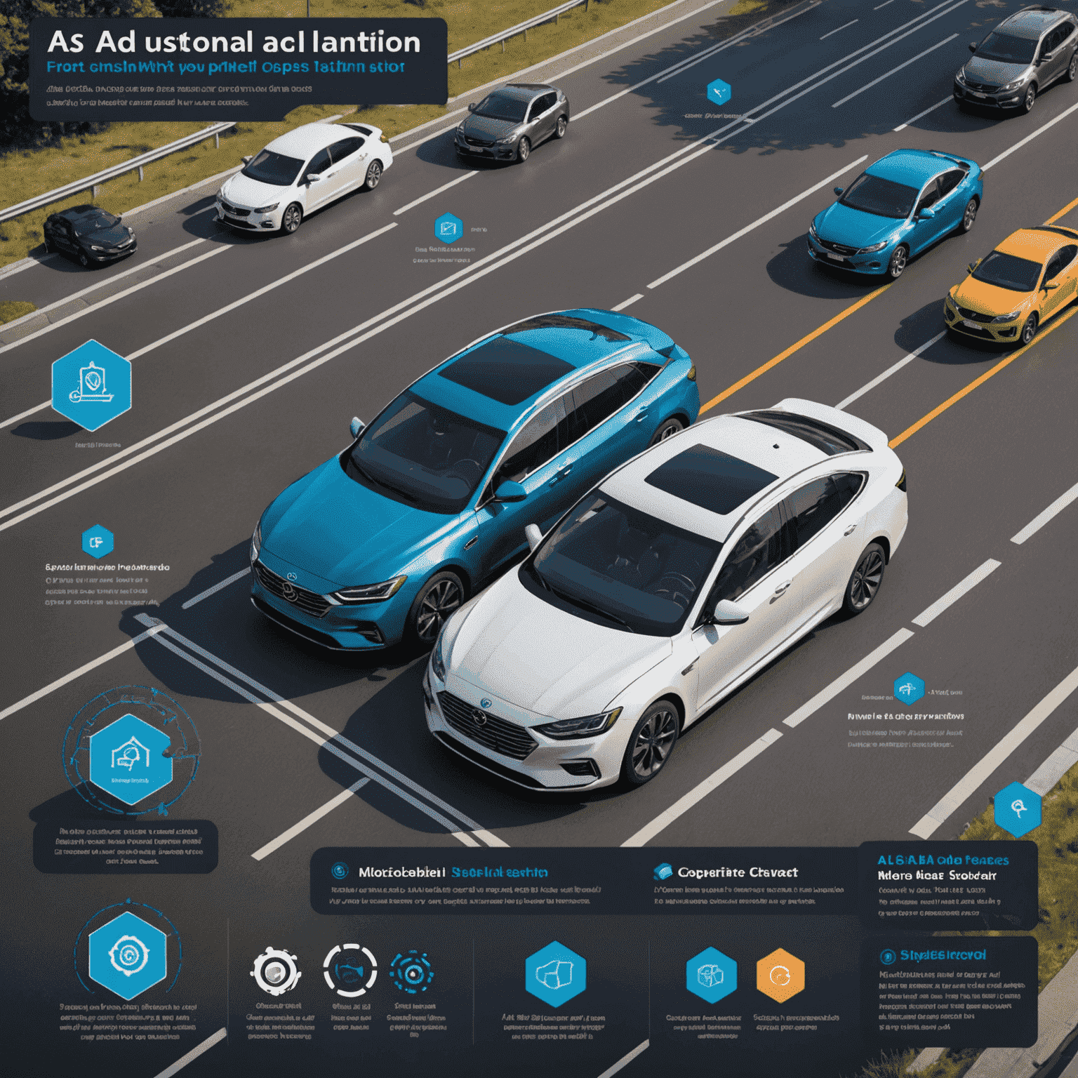 Infographic die toont hoe AI-systemen in auto's werken om botsingen te voorkomen, met sensoren, camera's en verwerkingseenheden